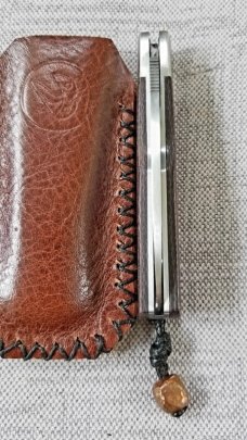Vincenzo Balistreti Spear Gunstock Brown Burlap Micarta and 440C.4"..fileworked.lanyard pin.slip.coa
