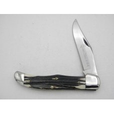 Queen Cutlery Co. #44 One Blade Folding Hunter in Winterbottom Bone: 5 1/4” closed; circa 1961