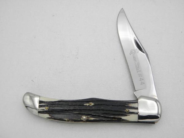 Queen Cutlery Co. #44 One Blade Folding Hunter in Winterbottom Bone: 5 1/4” closed; circa 1961