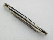 Queen Cutlery Co. #44 One Blade Folding Hunter in Winterbottom Bone: 5 1/4” closed; circa 1961