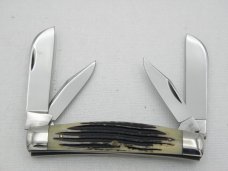 Queen Cutlery Large 4” Four Blade Congress, circa 1961: no tang stamp, blade etch is “Queen Steel #3