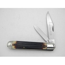 Queen Cutlery Co. #28 English Jack in Burnt Orange Imitation Winterbottom Bone: 4 1/2” closed; 1961