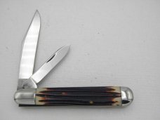Queen Cutlery Co. #28 English Jack in Burnt Orange Imitation Winterbottom Bone: 4 1/2” closed; 1961