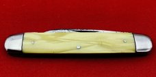 Vintage NEW YORK KNIFE CO 2-Blade Equal End Senator Pen Pocket Knife c.1882-1931 Yellow Celluloid