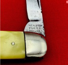 Vintage NEW YORK KNIFE CO 2-Blade Equal End Senator Pen Pocket Knife c.1882-1931 Yellow Celluloid