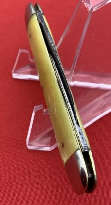 Vintage NEW YORK KNIFE CO 2-Blade Equal End Senator Pen Pocket Knife c.1882-1931 Yellow Celluloid
