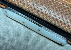 Vintage HSB 3-Blade Serpentine Shadow Lobster Pen Folding Pocket Knife c.1855-1960 Mother-of-Pearl
