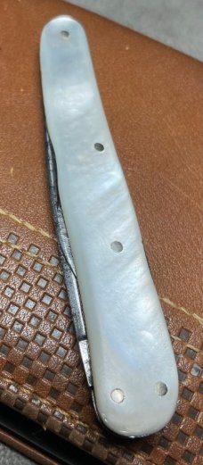 Vintage HSB 3-Blade Serpentine Shadow Lobster Pen Folding Pocket Knife c.1855-1960 Mother-of-Pearl