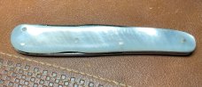 Vintage HSB 3-Blade Serpentine Shadow Lobster Pen Folding Pocket Knife c.1855-1960 Mother-of-Pearl