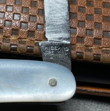 Vintage HSB 3-Blade Serpentine Shadow Lobster Pen Folding Pocket Knife c.1855-1960 Mother-of-Pearl