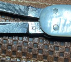 Vintage HSB 3-Blade Serpentine Shadow Lobster Pen Folding Pocket Knife c.1855-1960 Mother-of-Pearl