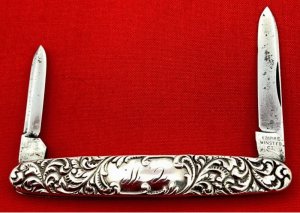Vintage EMPIRE KNIFE CO 2-Blade Sterling Silver Shadow Pen Folding Pocket Knife c.1856-1930