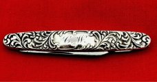 Vintage EMPIRE KNIFE CO 2-Blade Sterling Silver Shadow Pen Folding Pocket Knife c.1856-1930