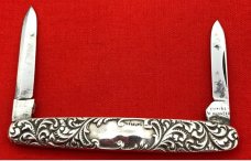 Vintage EMPIRE KNIFE CO 2-Blade Sterling Silver Shadow Pen Folding Pocket Knife c.1856-1930