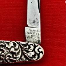 Vintage EMPIRE KNIFE CO 2-Blade Sterling Silver Shadow Pen Folding Pocket Knife c.1856-1930