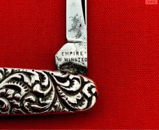 Vintage EMPIRE KNIFE CO 2-Blade Sterling Silver Shadow Pen Folding Pocket Knife c.1856-1930