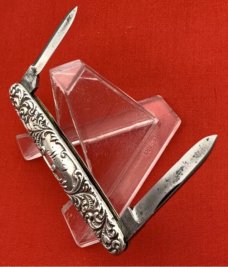 Vintage EMPIRE KNIFE CO 2-Blade Sterling Silver Shadow Pen Folding Pocket Knife c.1856-1930