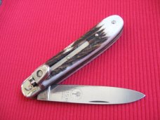 Vintage German BOKER 715R Stag Leverlock Switchblade Knife