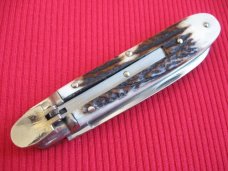 Vintage German BOKER 715R Stag Leverlock Switchblade Knife