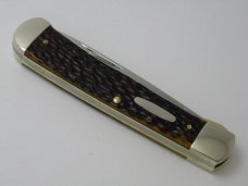 Western USA S-693 D Jigged Delrin Linerlock 1 Blade Trapper Knife with Raccoon Etch c.1980 -