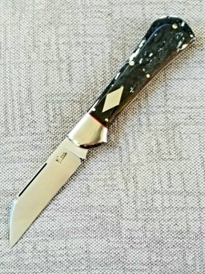 K'roo Custom Raven Knife, NEW, 4"..Black Kudu bone..rwl34. Filework..spacers/liners..coa/slip
