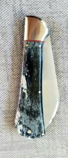 K'roo Custom Raven Knife, NEW, 4"..Black Kudu bone..rwl34. Filework..spacers/liners..coa/slip