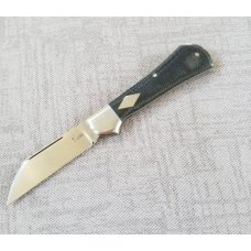 K'roo Custom Raven Knife,,3.75..Dark Denim Micarta..rwl34. Filework..spacers/liners..coa/slip