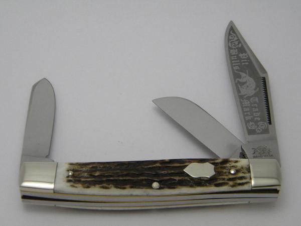 Bulldog Brand Solingen Germany Pit Bulls Trademark 2004 Stag Large Stockman Knife 