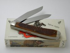 Winchester Trademark USA 1994 Burnt Orange Bone 29105 Cartridge Series Banana Trapper Knife in Box