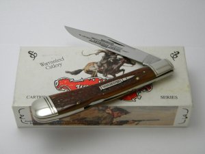 Winchester Trademark USA 1994 Burnt Orange Bone 19107 Cartridge Series Banana Lockback Knife in Box