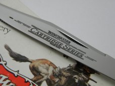 Winchester Trademark USA 1994 Burnt Orange Bone 19107 Cartridge Series Banana Lockback Knife in Box