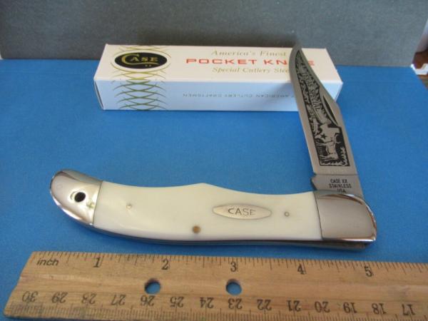 Case XX 1977 White Delrin Texas Special Folding Hunter Pattern # 4165 SSP Case XX 1977 White Delrin Texas Special Folding Hunter Pattern # 4165 SSP