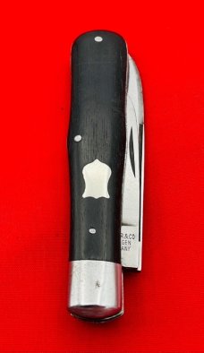 Vintage H BOKER & CO SOLINGEN GERMANY Swell Center Barehead Jack Pocket Knife c.1891-1944 Ebony 