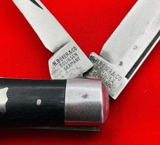 Vintage H BOKER & CO SOLINGEN GERMANY Swell Center Barehead Jack Pocket Knife c.1891-1944 Ebony 