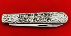 Vintage MERIDEN KNIFE CO STAINLESS “DELINEATOR BOYS SALES” Folding Pocket Knife 1917–26