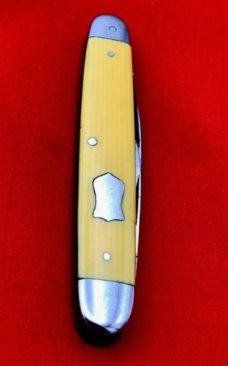 Vintage H. BOKER & CO 4-Blade Equal End Pen Folding Pocket Knife c.1869-1944 Yellow Celluloid