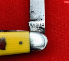 Vintage H. BOKER & CO 4-Blade Equal End Pen Folding Pocket Knife c.1869-1944 Yellow Celluloid