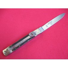 Older Solingen German Hubertus 8" Slim Leverlock Switchblade Knife - Stag