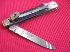 Older Solingen German Hubertus 8" Slim Leverlock Switchblade Knife - Stag