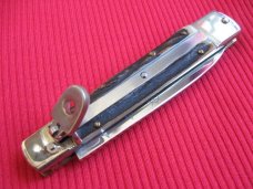 Older Solingen German Hubertus 8" Slim Leverlock Switchblade Knife - Stag