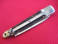 Older Solingen German Hubertus 8" Slim Leverlock Switchblade Knife - Stag