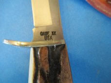 Case XX Grey Etch Stag Handle Fixed Blade  Model 5Finn SSP