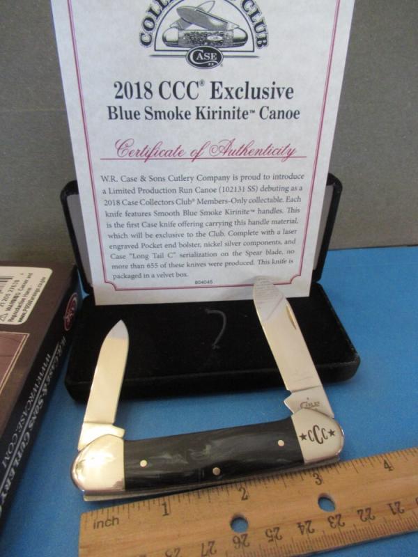 Case XX 2018 CCC Smooth Blue Smoke Kirinite Canoe Pattern # 102131 SS Case XX 2018 CCC Smooth Blue Smoke Kirinite Canoe Pattern # 102131 SS