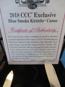 Case XX 2018 CCC Smooth Blue Smoke Kirinite  Canoe Pattern # 102131 SS