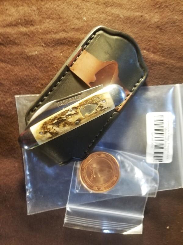 NORTHWOODS FREMONT JACK MAMMOTH IVORY HANDLES W COIN AND SLIP NIP
