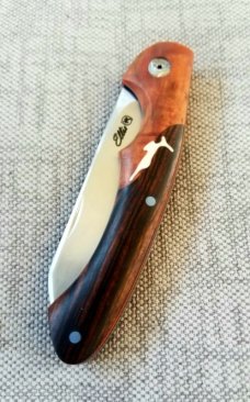 Johan Ellis Springbok..3 7/8",COMPLEX..Birch Bolsters...Ironwoodl scales..Rwl34..Titanium & g10 