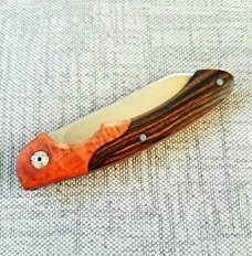 Johan Ellis Springbok..3 7/8",COMPLEX..Birch Bolsters...Ironwoodl scales..Rwl34..Titanium & g10 