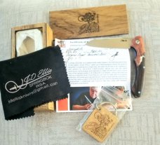 Johan Ellis Springbok..3 7/8",COMPLEX..Birch Bolsters...Ironwoodl scales..Rwl34..Titanium & g10 