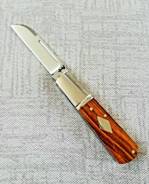 Riaan Ras Sheepsfoot Barlow...Desert Ironwood..N690..high polish finish..4" clsd..long pull..coa