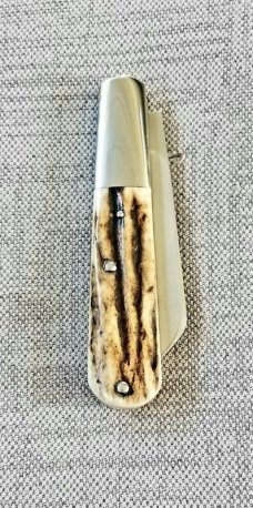 TA Davison Lambsfoot Large Barlow Knife,NEW,3 3/4",Sambar Stag...jeweled liners .CTS-xhp..#2043